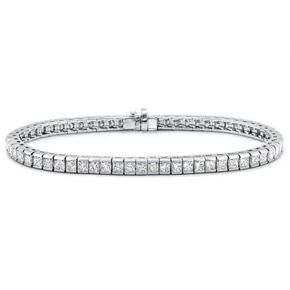 Wooden 5.00 ct Princess Cut Diamond Tennis Bracelet in Channel Setting