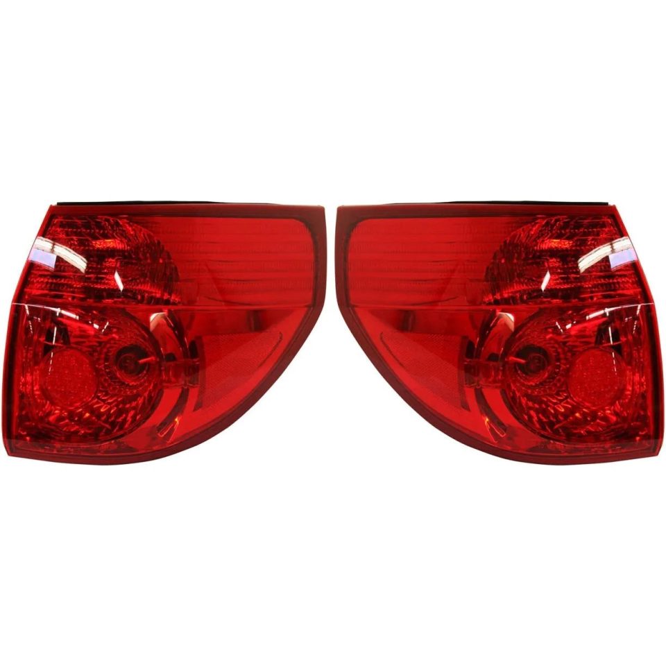 Supreme Halogen Tail Light Set For 2006-2010 Toyota Sienna Outer Red Lens w/ Bulbs 2Pcs