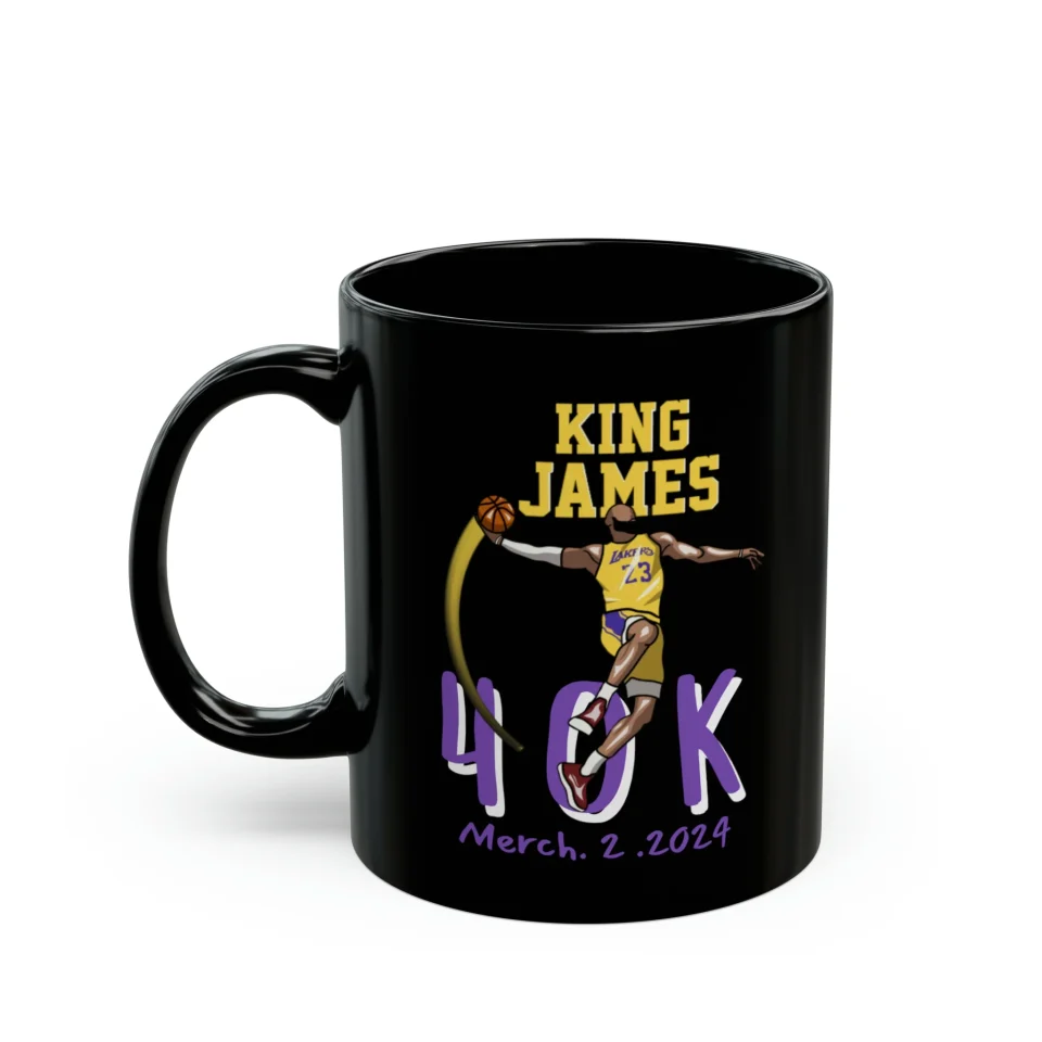 Outdoor 2024 NBA King James 40k points record for basketball lover Black Mug (11oz)