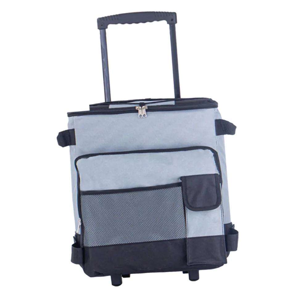 Natural Cooking Bag Insulated Collapsible Rolling , Breast Milk Storage Rolling Cart Bag for Fishing, Travel Camping gray
