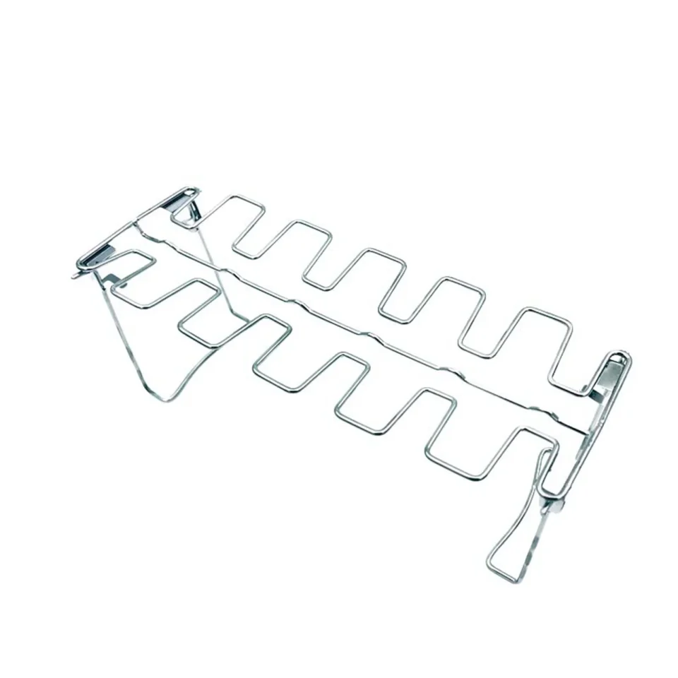 Home Portable Stainless Steel Grill and Tray Foldable Grilled Chicken Leg Stand Outdoor Camping Grilled Chicken Leg Grill BBQ Barbecue Tools Volcano Grill 3 Fuel
