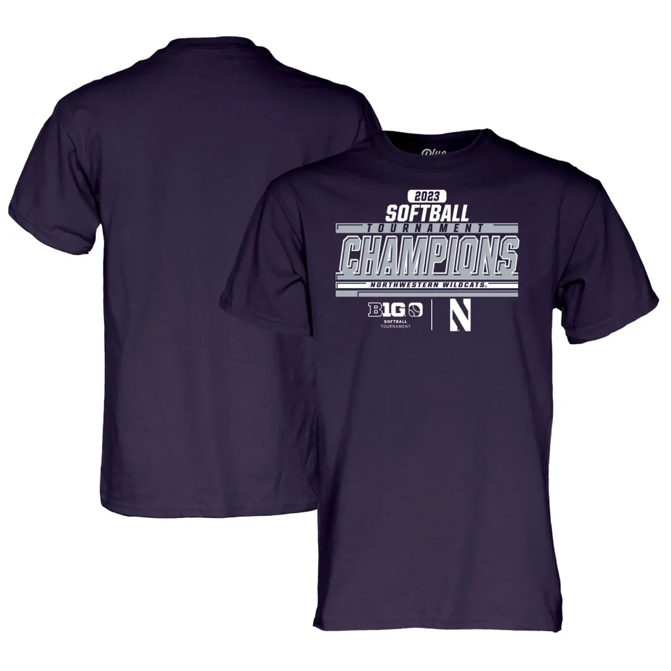 Prime Kitchen Blue 84 Purple Northwestern Wildcats 2023 NCAA Big Ten Softball Conference Tournament Champions Locker Room T-Shirt
