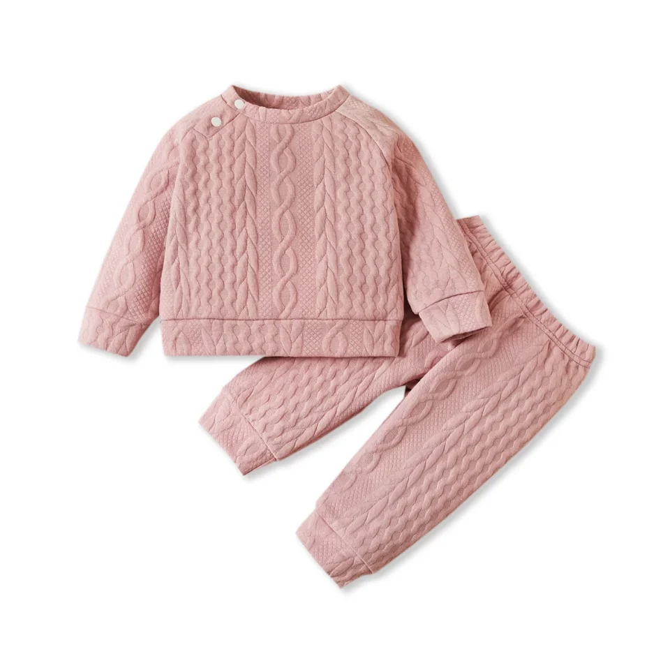 Select PatPat 2pcs Unisex Baby Boy Girl Cotton Crewneck Top and Pants Winter Outfit Set,Toddler Long Sleeve Imitation Knitting Sweater Blouse Pullover Sweatshirt Elastic Pants Warm Clothes Set,0-3T