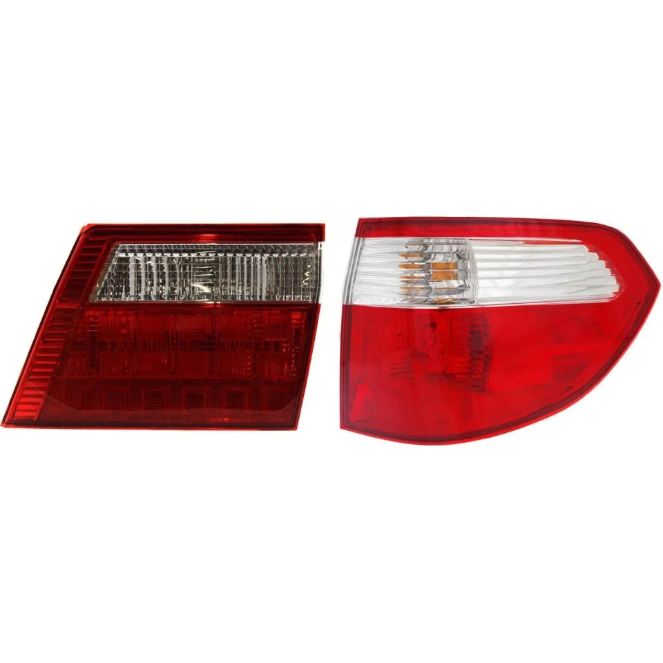 Eco-Friendly Thickened Tail Light Set For 2005-2007 Honda Odyssey Right Inner Outer Clear/Red Halogen