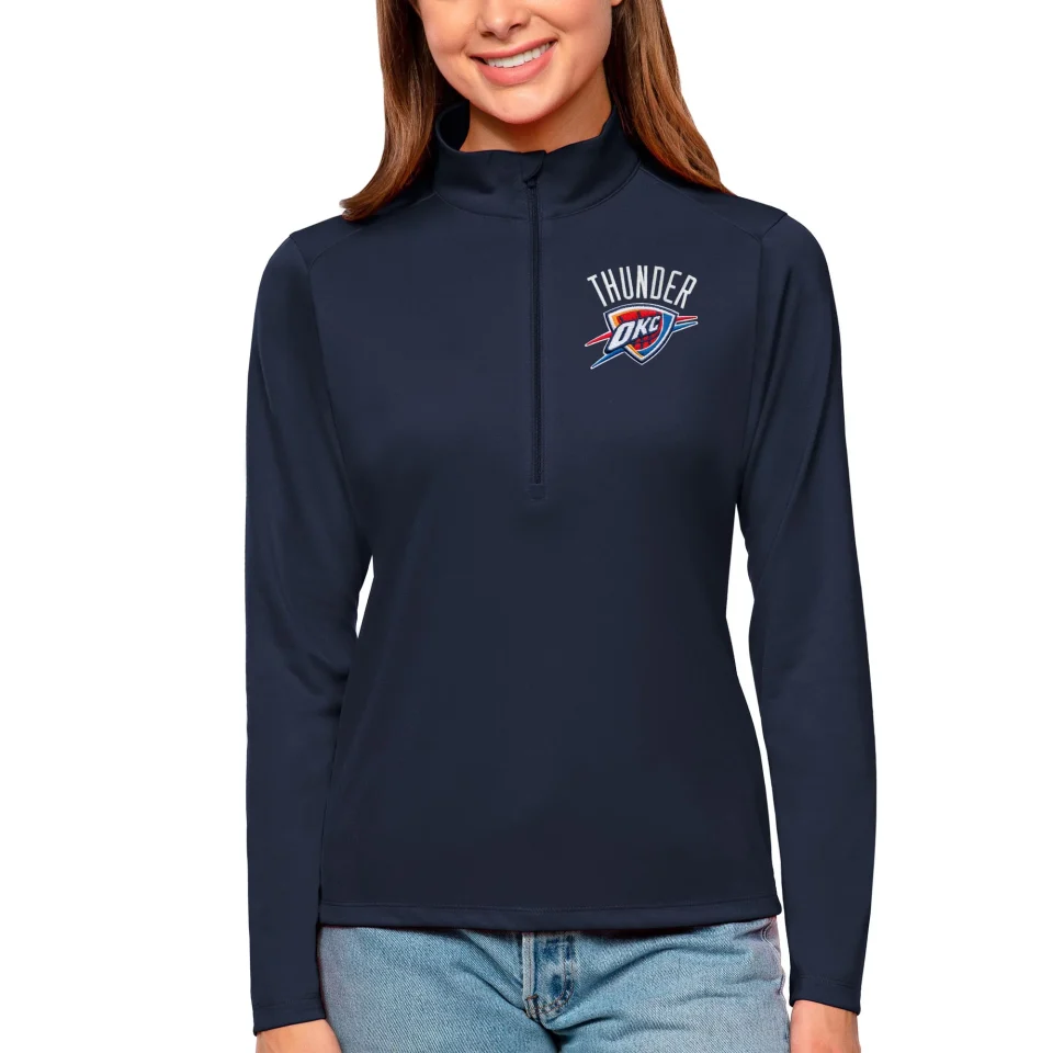 Clear Women's Antigua Navy Oklahoma City Thunder Tribute Half-Zip Top
