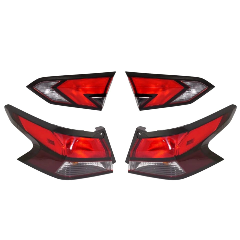 Core Natural Tail Light Set For 2020-2021 Nissan Versa LH and RH Inner Outer w/ bulb Halogen
