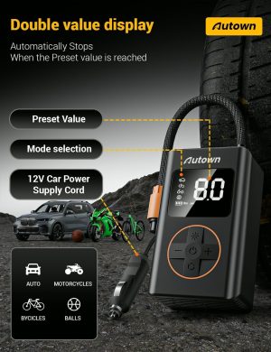 Outdoor AUTOWN Flat Tire Repair Kit with Air Compressor 54 Pieces for Car. Motorcycle. ATV. Jeep. Truck. Tractor Flat Tire Repair (54PCS)