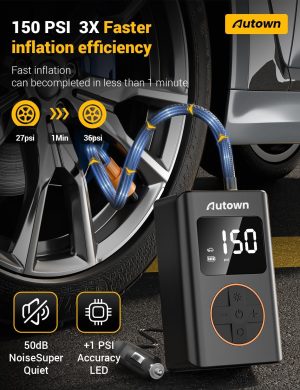 Outdoor AUTOWN Flat Tire Repair Kit with Air Compressor 54 Pieces for Car. Motorcycle. ATV. Jeep. Truck. Tractor Flat Tire Repair (54PCS)