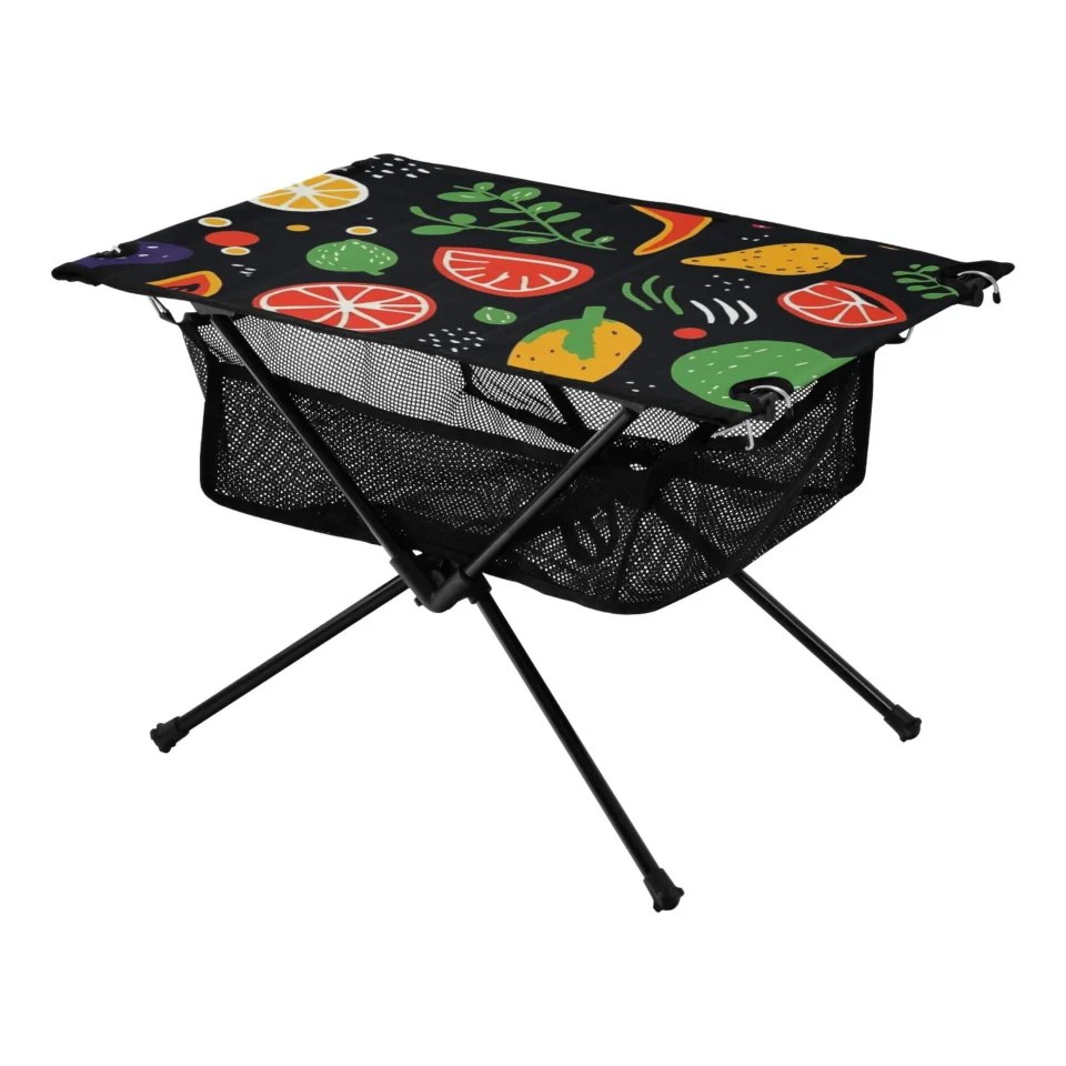 Core BPA-Free Different Fruits Camping Foldable Portable Table Beach Table with Storage Bag Compact Picnic Table for Outdoor Hiking Fishing BBQ