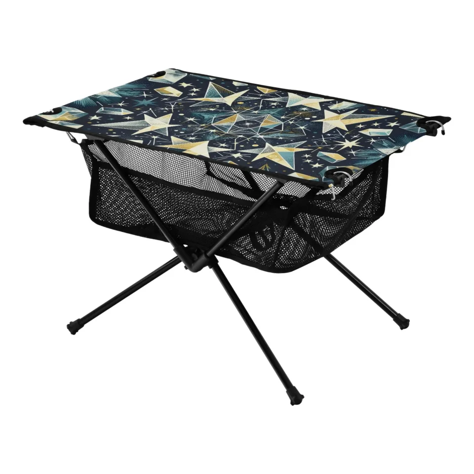 Dining Storage Graffiti Starry Camping Folding Table Portable Beach Table with Storage Bag Compact Picnic Table for Outdoor Travel Fishing BBQ