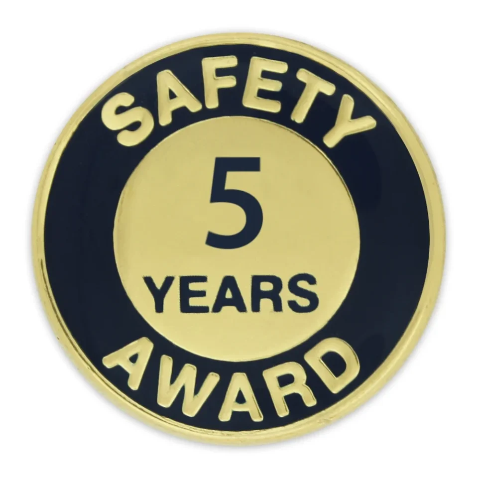 Dining Best-Selling Gold and Navy 5 Year Safety Award Enamel Lapel Pin