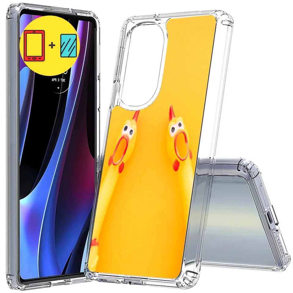 Thickened Popular TalkingCase Personalize Custom Phone Case Cover for Motorola Edge Plus 5G UW 2022/ Edge+ 2022/ Edge 30 Pro,Glass Screen Protector Incl, DIY, Prank Gift, Light Weight, Flexible,USA