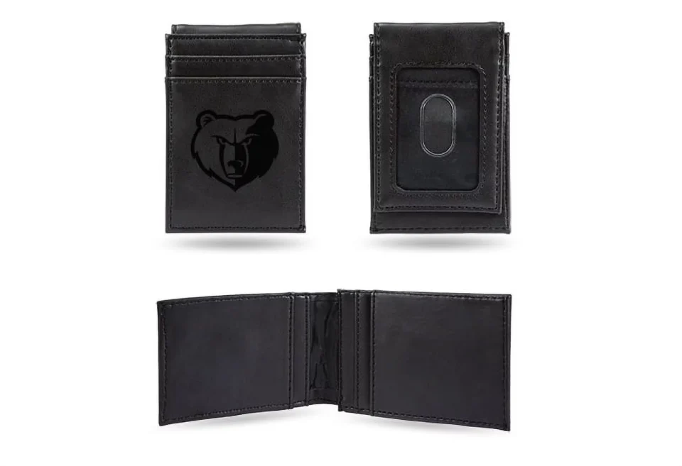 Leak-Proof Memphis NBA Grizzlies Laser Engraved Black Front Pocket Wallet/Money Clip