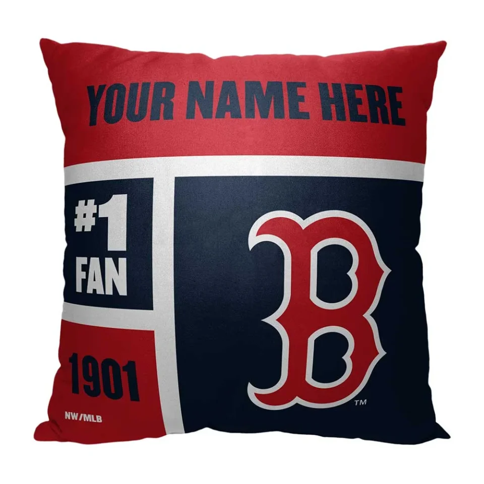 Supreme Travel Boston Red Sox MLB Color Block Personalized 18 x 18 Pillow