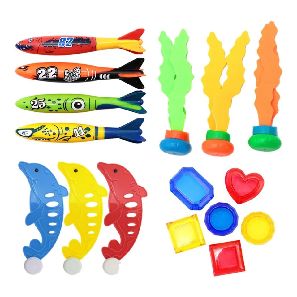 Matte Clear Pool Diving Toy Set for Boys Girls Age Years Dive Grass Diving Sticks Underwater Games Grab Toy - 16pcs