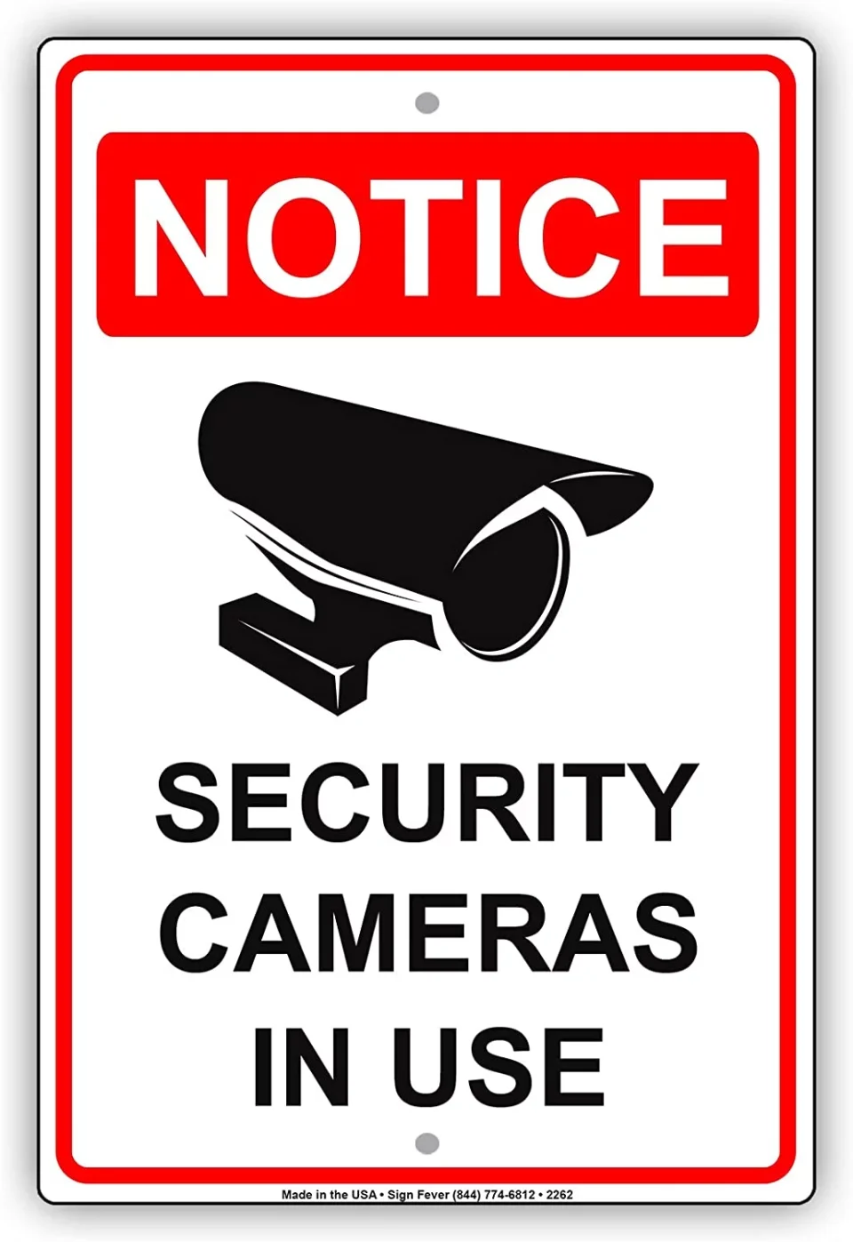 Portable Notice Security Cameras In Use With Graphic Camera Surveillance Property Safety Alert Caution Warning Aluminum Metal Tin 12x18 Sign Plate