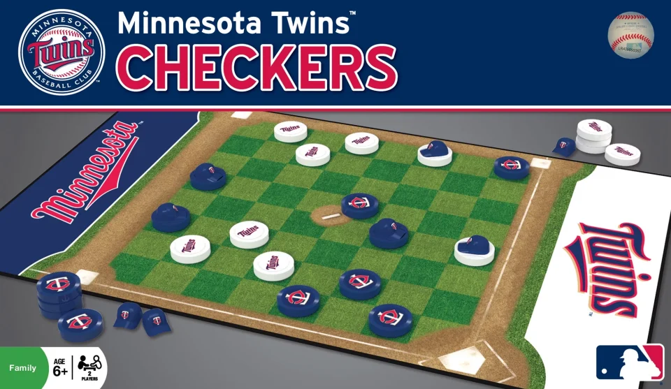 Multi-Purpose MasterPieces Officially licensed MLB Minnesota Twins Checkers Board Game for Families and Kids ages 6 and Up
