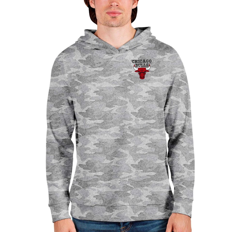 Premium Durable Men's Antigua Camo Chicago Bulls Absolute Pullover Hoodie
