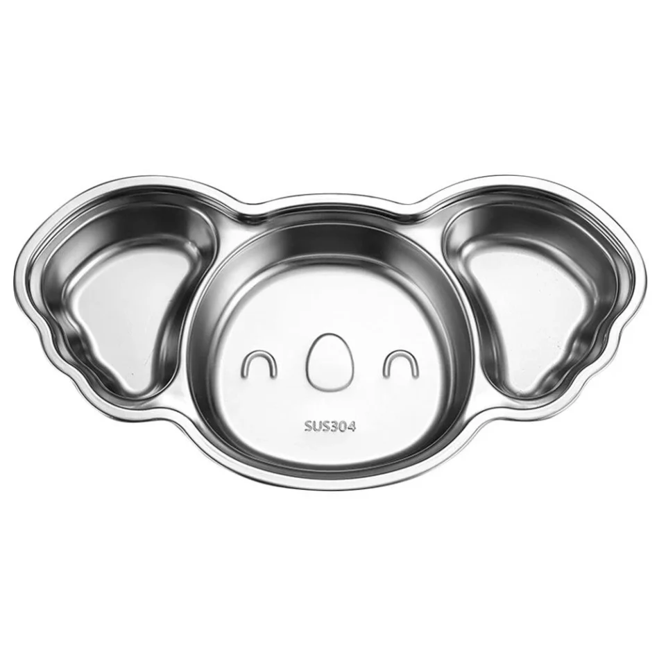 Baking Jibingyi Divided Plate Stainless Steel Food Serving Tray Dinner Food Plate Toddler Plate