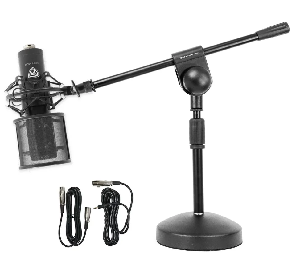 Clear Baking Rockville RCM PRO Studio/Recording Podcast Condenser Microphone +Desk Stand/Boom