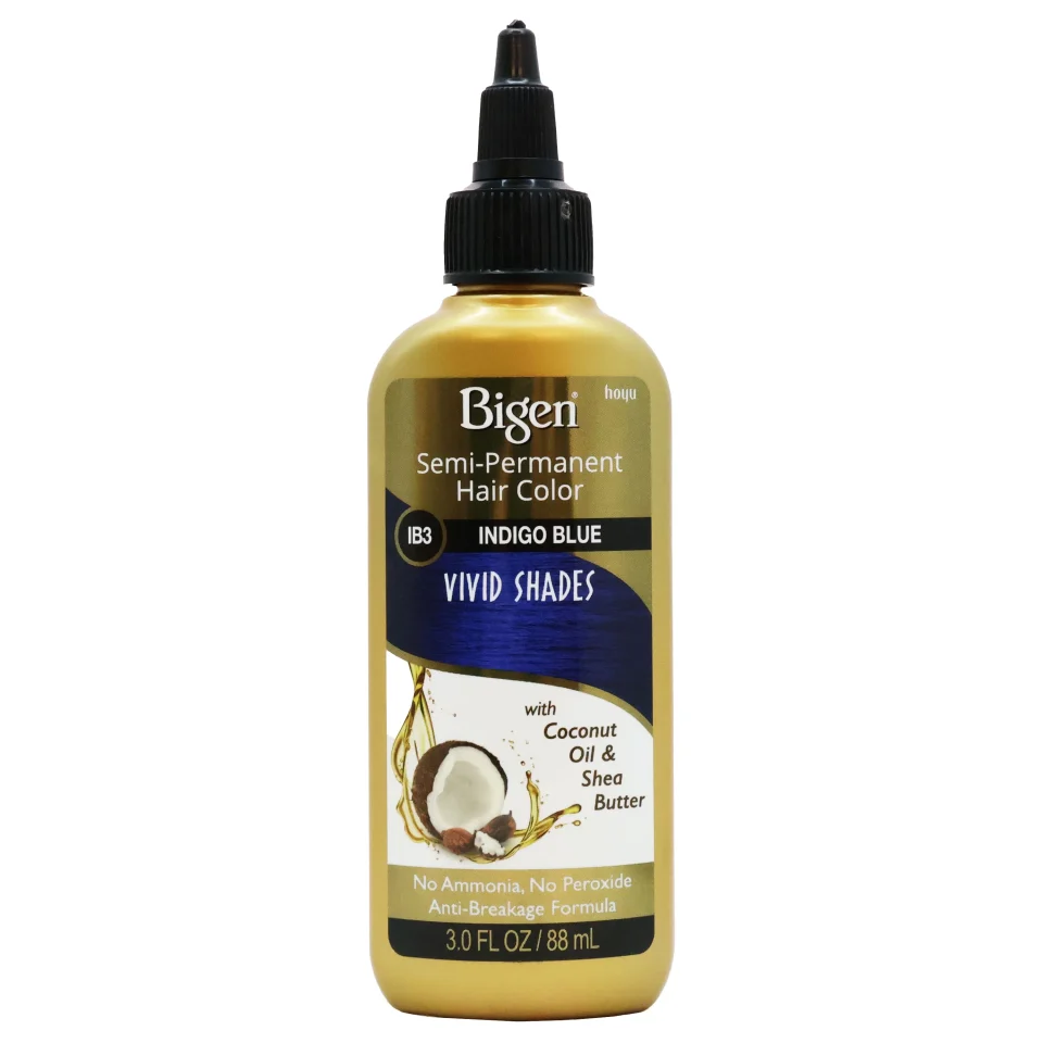 Premium Bigen Semi Permanent Vivid Shades Hair Color IB3 Indigo Blue 3 Oz.,Pack of 3
