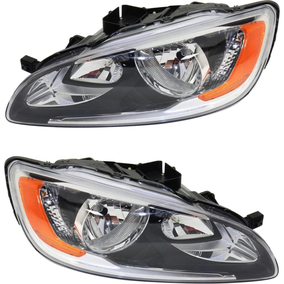Core Halogen Headlight Set For 2014-2017 Volvo S60 Left & Right Pair